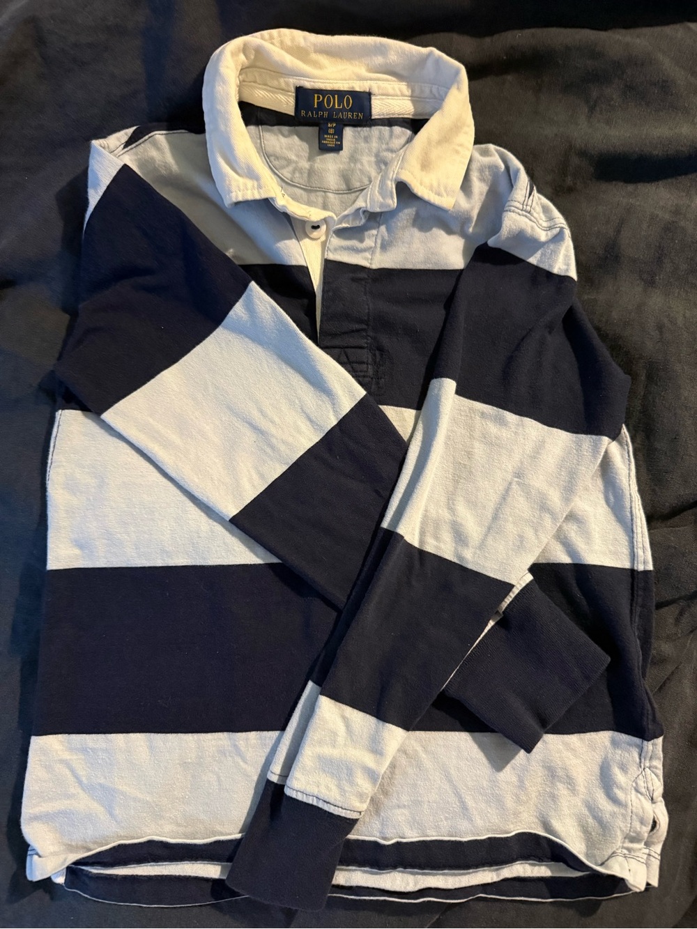 Polo by Ralph Lauren Little Boy’s Navy & Light Blue Striped Rugby Top